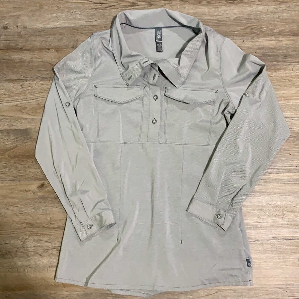 Mountain Hardware Citypass Popover Gray and White Stripe Shirt Med - Picture 3 of 9
